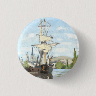 Claude Monet. Schiffe, die auf der Seine in Rouen Button