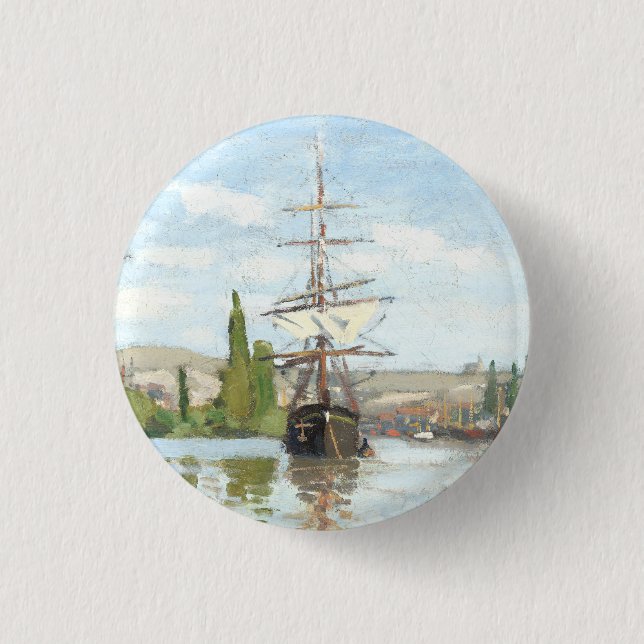 Claude Monet. Schiffe, die auf der Seine in Rouen  Button (Vorderseite)