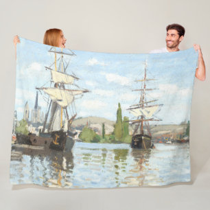 Claude Monet. Schiffe, die auf der Seine in Rouen  Fleecedecke