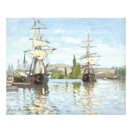 Claude Monet. Schiffe, die auf der Seine in Rouen Fotodruck