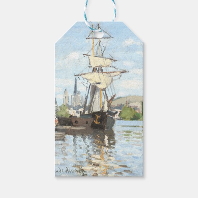Claude Monet. Schiffe, die auf der Seine in Rouen  Geschenkanhänger (Vorderseite)