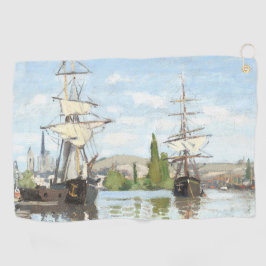 Claude Monet. Schiffe, die auf der Seine in Rouen  Golfhandtuch