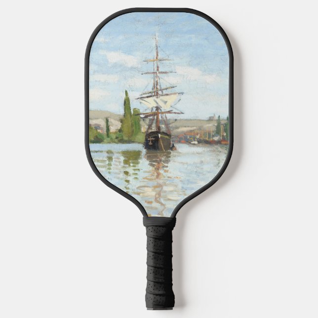 Claude Monet. Schiffe, die auf der Seine in Rouen  Pickleball Schläger (Vorderseite)