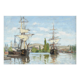 Claude Monet. Schiffe, die auf der Seine in Rouen Poster