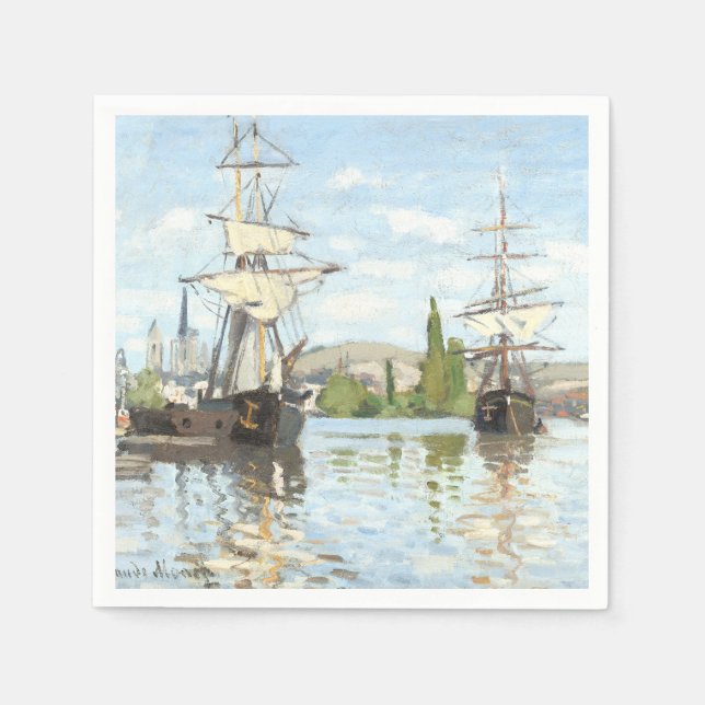 Claude Monet. Schiffe, die auf der Seine in Rouen  Serviette (Vorderseite)