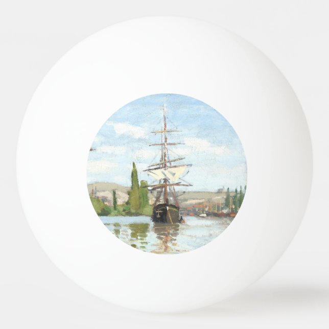 Claude Monet. Schiffe, die auf der Seine in Rouen  Tischtennisball (Vorderseite)