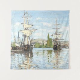 Claude Monet. Schiffe, die auf der Seine in Rouen Wandteppich