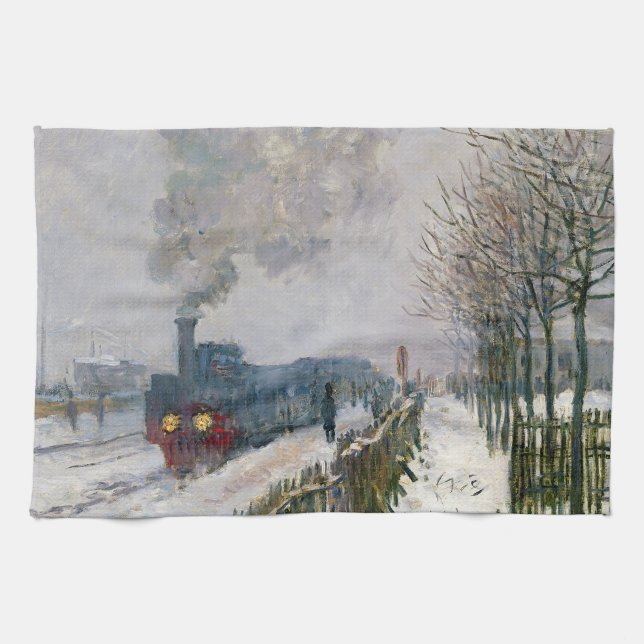 Claude Monet - Schneeausbildung / Lokomotive Geschirrtuch (Horizontal)