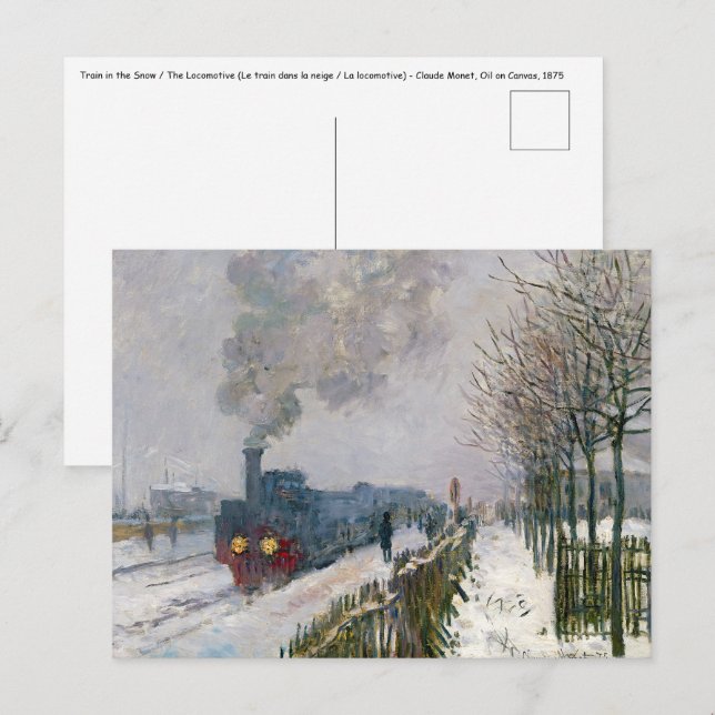 Claude Monet - Schneeausbildung / Lokomotive Postkarte (Vorne/Hinten)