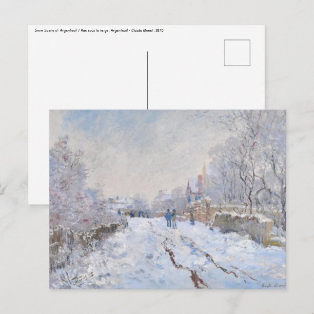 Claude Monet - Schneeszene in Argenteuil Postkarte (Vorne/Hinten)