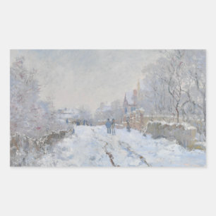 Claude Monet - Schneeszene in Argenteuil Rechteckiger Aufkleber
