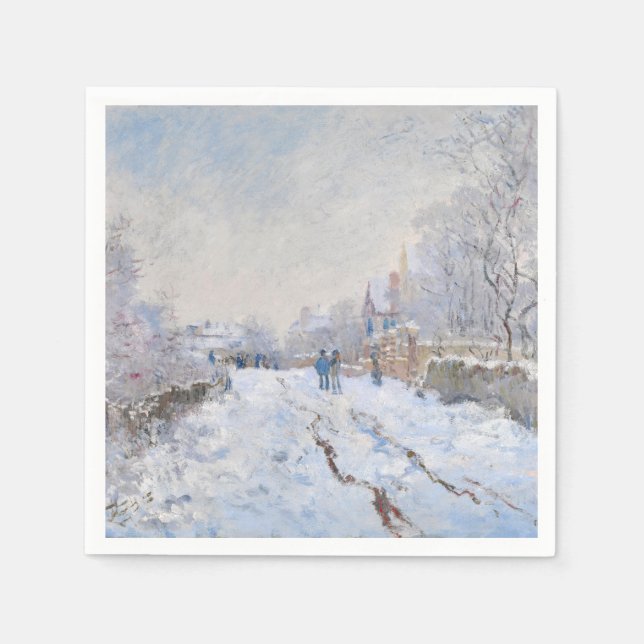 Claude Monet - Schneeszene in Argenteuil Serviette (Vorderseite)