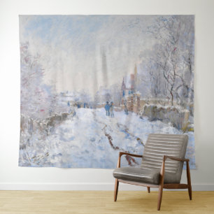 Claude Monet - Schneeszene in Argenteuil Wandteppich