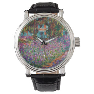 Claude Monet - Schwertlilien in Monets Garten Fine Armbanduhr
