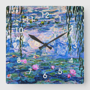 Claude Monet - Seerosen, 1919, Quadratische Wanduhr