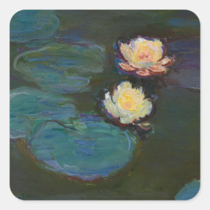 Claude Monet Seerosen Impressionistische Ölmalerei Quadratischer Aufkleber