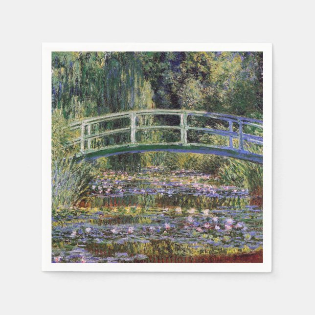 Claude Monet, Seerosen, japanische Brücke, Garten, Serviette (Vorderseite)