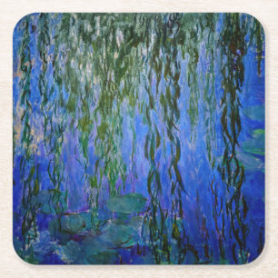 Claude Monet - Seerosen mit Trauerweide Rechteckiger Pappuntersetzer