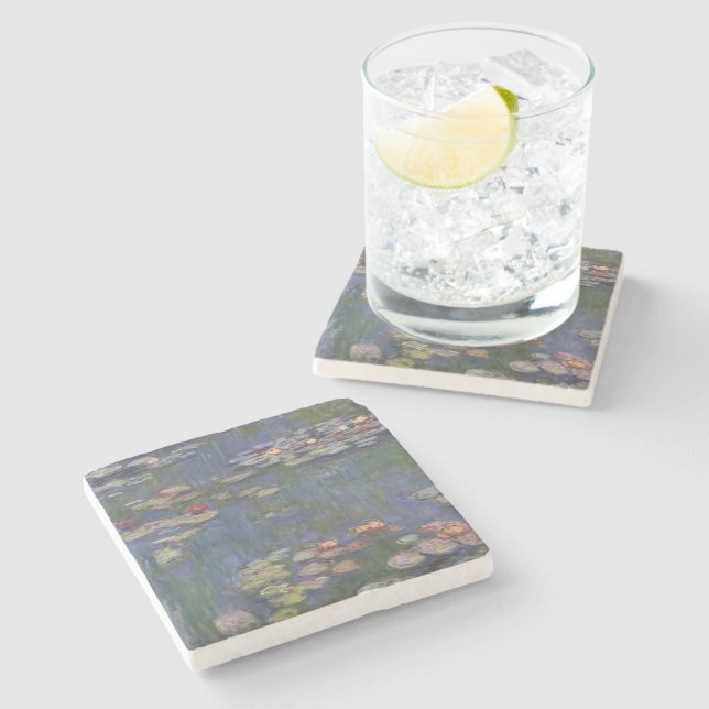 Claude Monet Seerosen Steinuntersetzer (Seitenansicht)