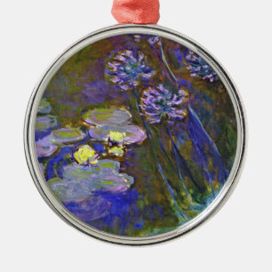 Claude Monet Seerosen und Agapanthus Ornament Aus Metall