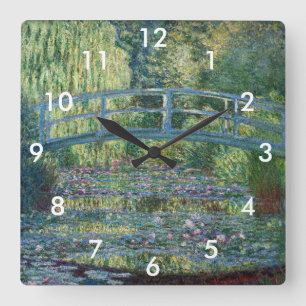 Claude Monet - Seerosenteich, Grüne Harmonie Quadratische Wanduhr
