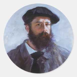 Claude Monet, Selbstporträt mit Barett, Runder Aufkleber