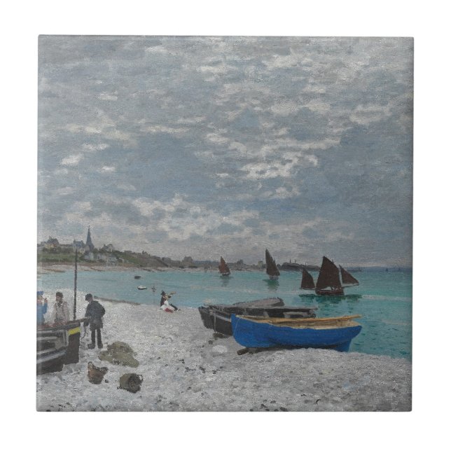 Claude Monet Sky Clouds Boats Sea Fliese (Vorderseite)