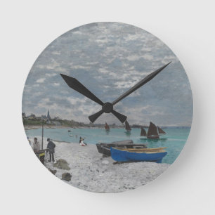 Claude Monet Sky Clouds Boats Sea Runde Wanduhr