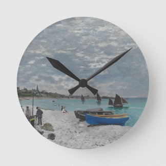 Claude Monet Sky Clouds Boats Sea Runde Wanduhr