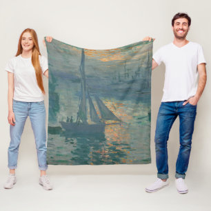 Claude Monet Sonnenaufgang Marine Segelboot Impres Fleecedecke