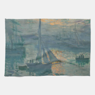 Claude Monet Sonnenaufgang Marine Segelboot Impres Geschirrtuch