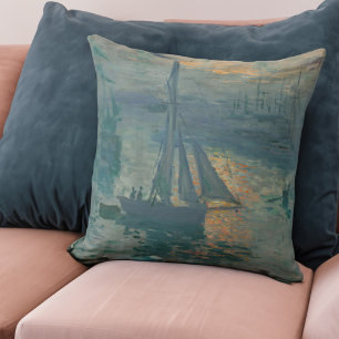Claude Monet Sonnenaufgang Marine Segelboot Impres Kissen