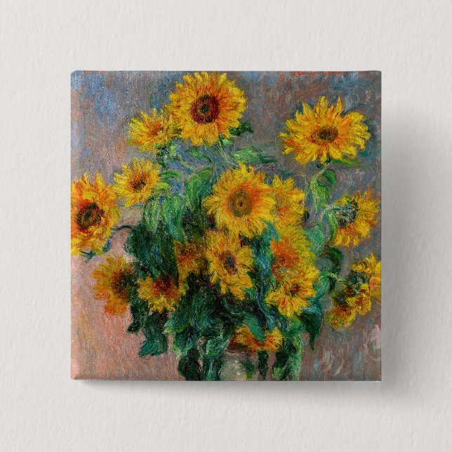 Claude Monet - Sonnenblumenstrauß Button (Vorderseite)