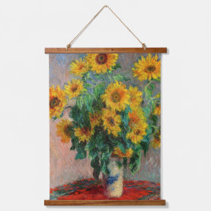 Claude Monet - Sonnenblumenstrauß Wandteppich Mit Holzrahmen