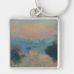 Claude Monet - Sonnenuntergang an der Seine in Lav Schlüsselanhänger