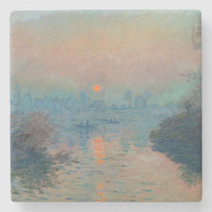 Claude Monet - Sonnenuntergang an der Seine in Lav Steinuntersetzer