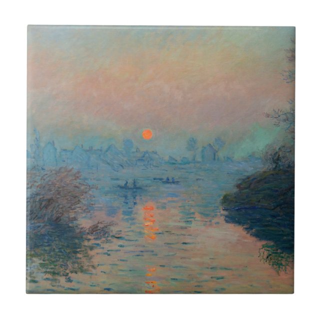 Claude Monet - Sonnenuntergang auf der Seine am La Fliese (Vorderseite)