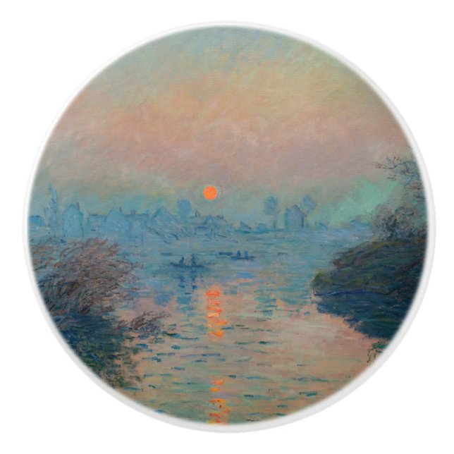 Claude Monet - Sonnenuntergang auf der Seine am La Keramikknauf (Vorderseite)