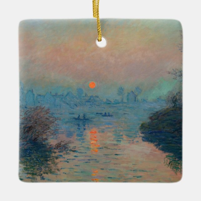 Claude Monet - Sonnenuntergang auf der Seine am La Keramikornament (Vorderseite)