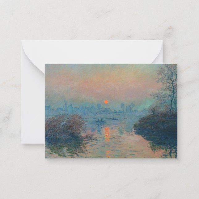 Claude Monet - Sonnenuntergang auf der Seine am La Mitteilungskarte (Vorderseite)