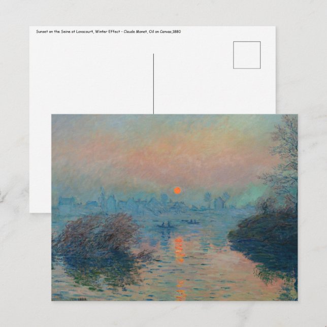 Claude Monet - Sonnenuntergang auf der Seine am La Postkarte (Vorne/Hinten)