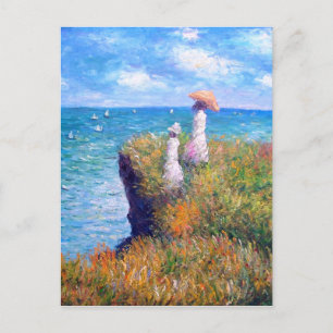 Claude Monet: Spaziergang an der Steilküste bei Po Postkarte