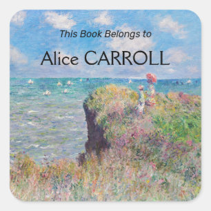 Claude Monet - Spaziergang auf der Klippe in Pourv Quadratischer Aufkleber