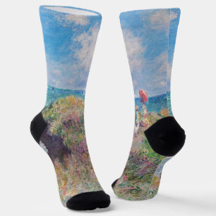 Claude Monet - Spaziergang auf der Klippe in Pourv Socken