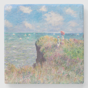 Claude Monet - Spaziergang auf der Klippe in Pourv Steinuntersetzer