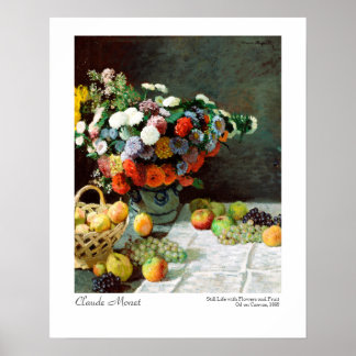 Claude Monet Still Life mit Blume und Obst Poster