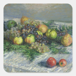 Claude Monet   Stillleben mit Birnen und Trauben Quadratischer Aufkleber