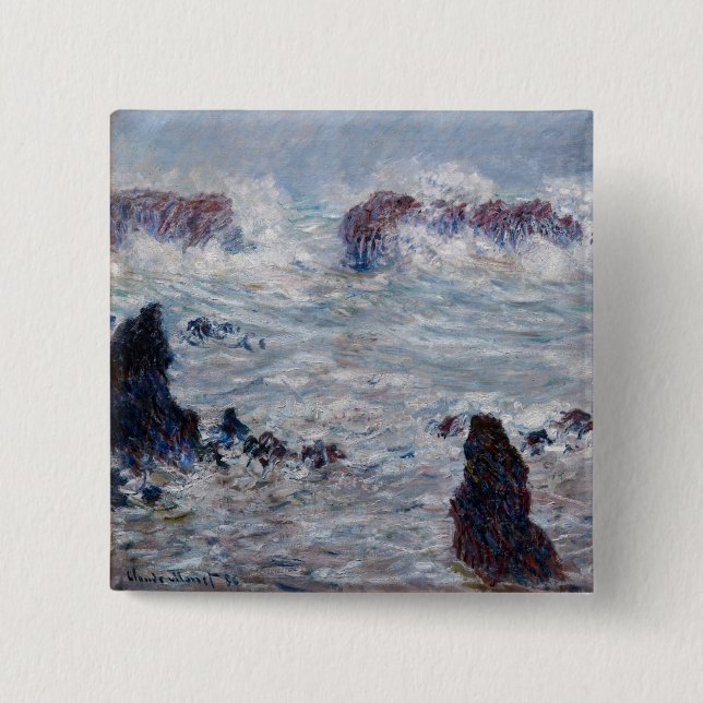 Claude Monet - Sturm vor der Küste von Belle-Ile Button (Vorderseite)
