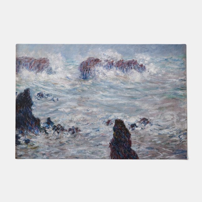 Claude Monet - Sturm vor der Küste von Belle-Ile Fußmatte (Vorderseite)