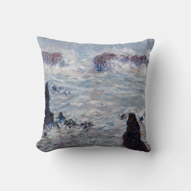 Claude Monet - Sturm vor der Küste von Belle-Ile Kissen (Vorderseite)